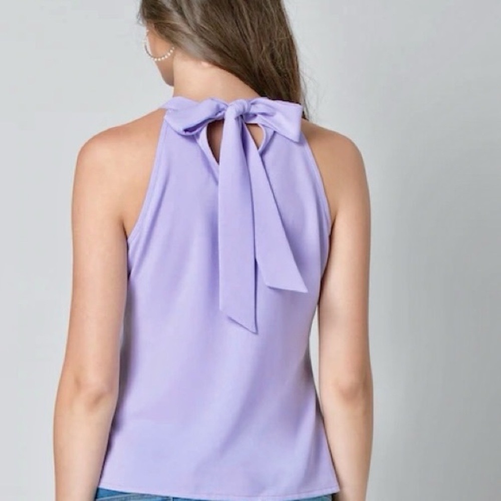 SHEIN Purple Sleeveless Tie Front Backless Tank Top